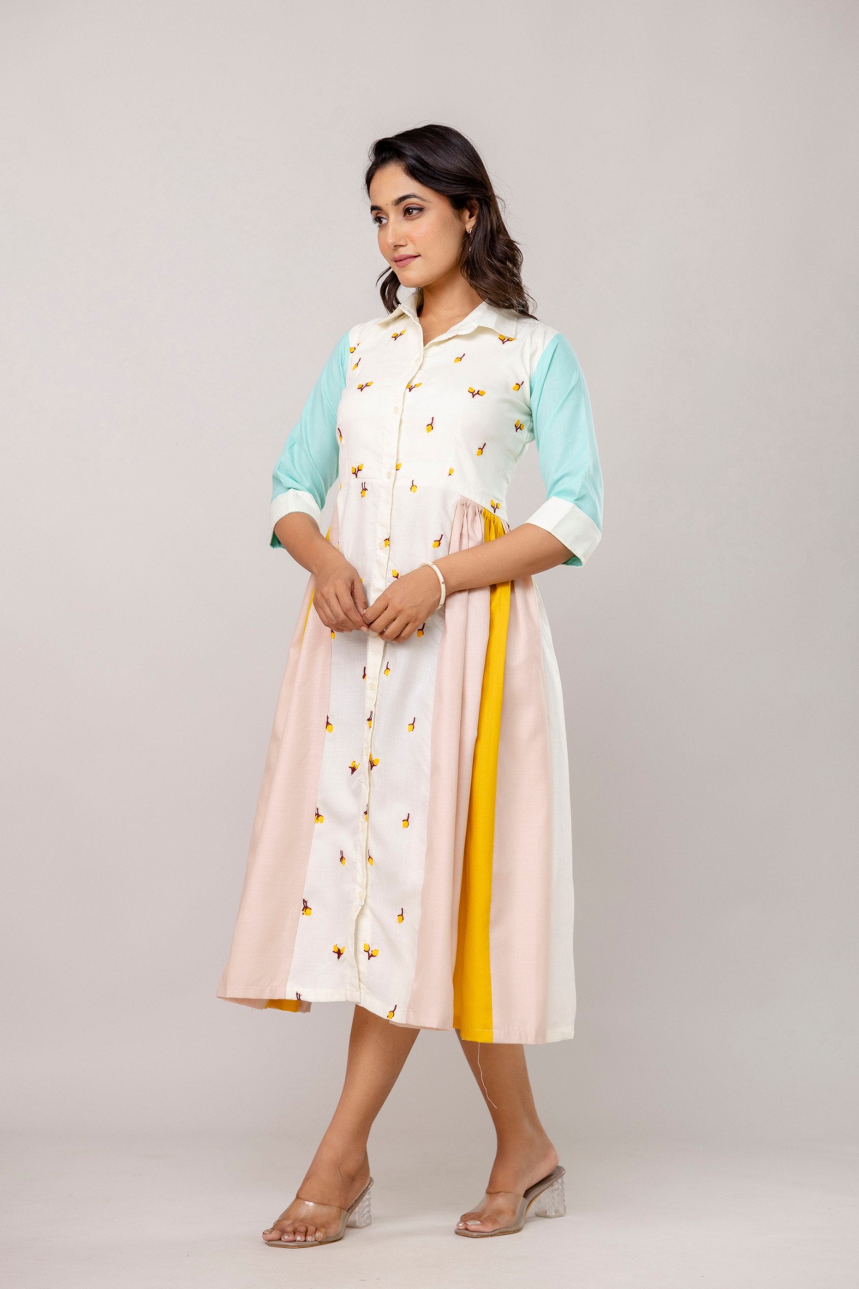 Lightweight Embroidered Cotton Kurti with 3-Meter Flair | RoopRivaaj