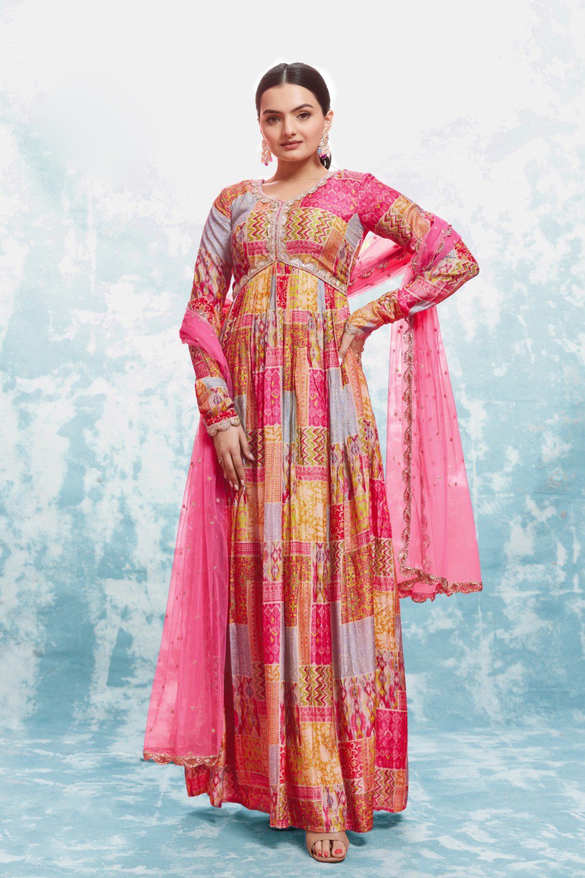 Effortless Charm Cotton Gown Set with Dupatta | RoopRivaaj
