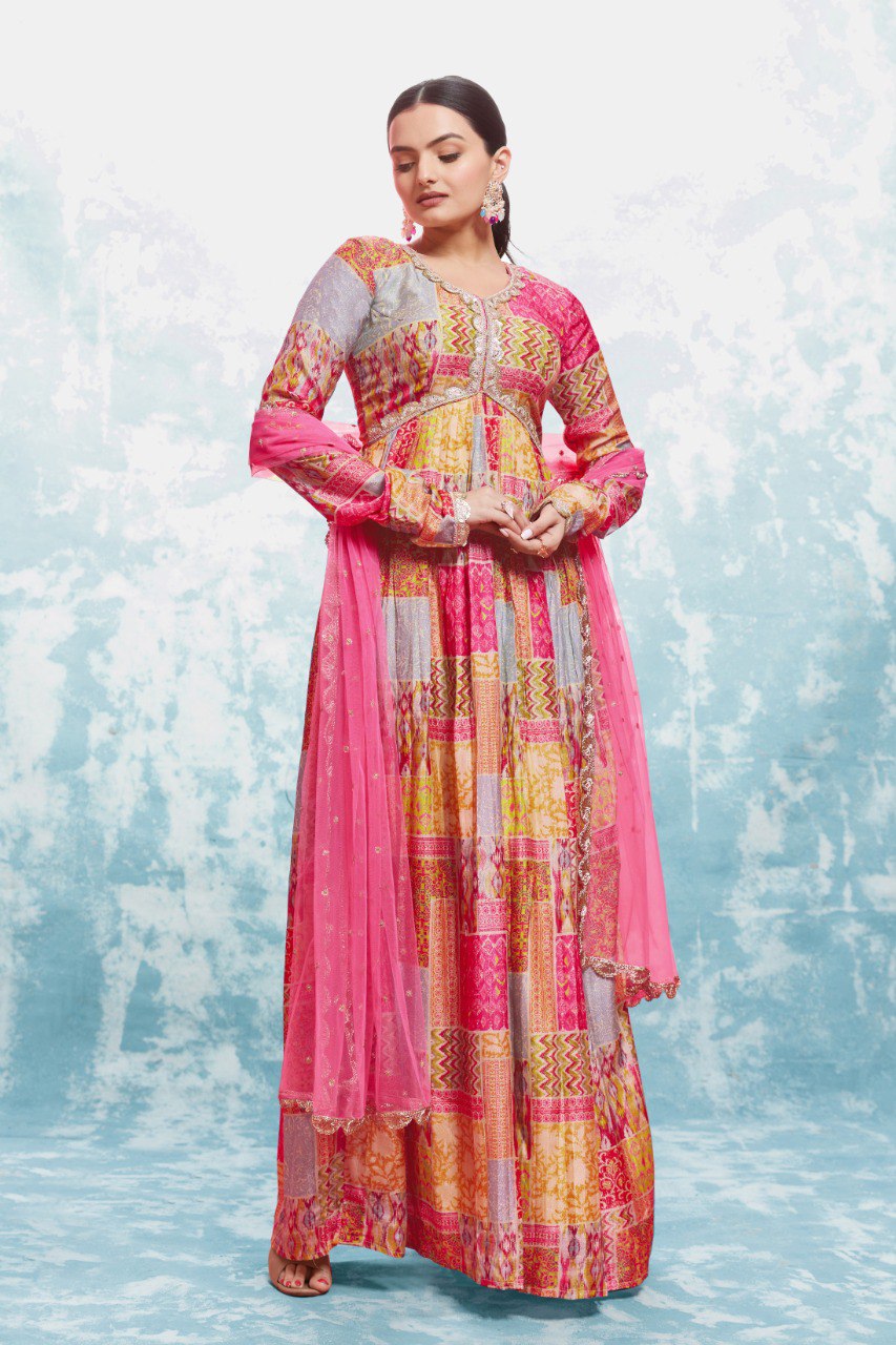 Effortless Charm Cotton Gown Set with Dupatta | RoopRivaaj