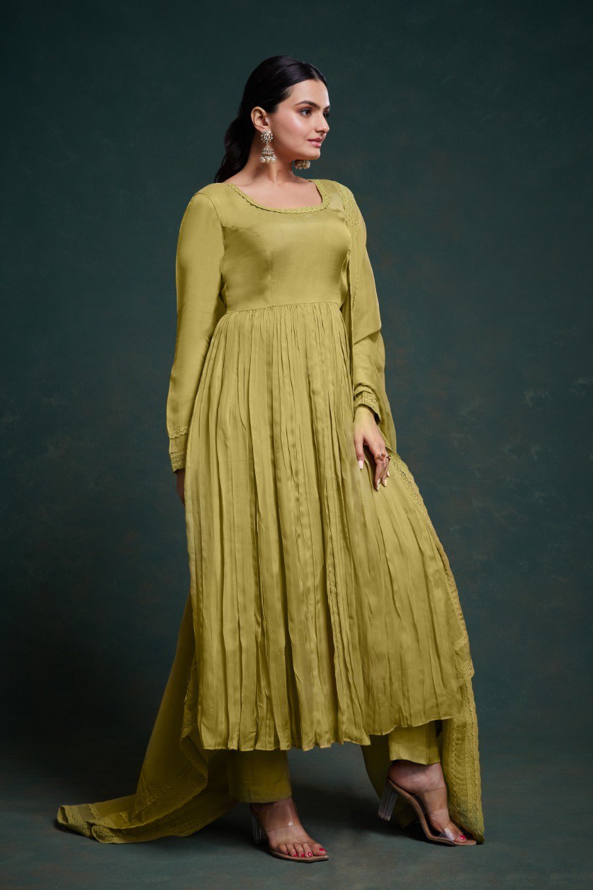 Organza Digital Printed Anarkali Pant Suit | RoopRivaaj