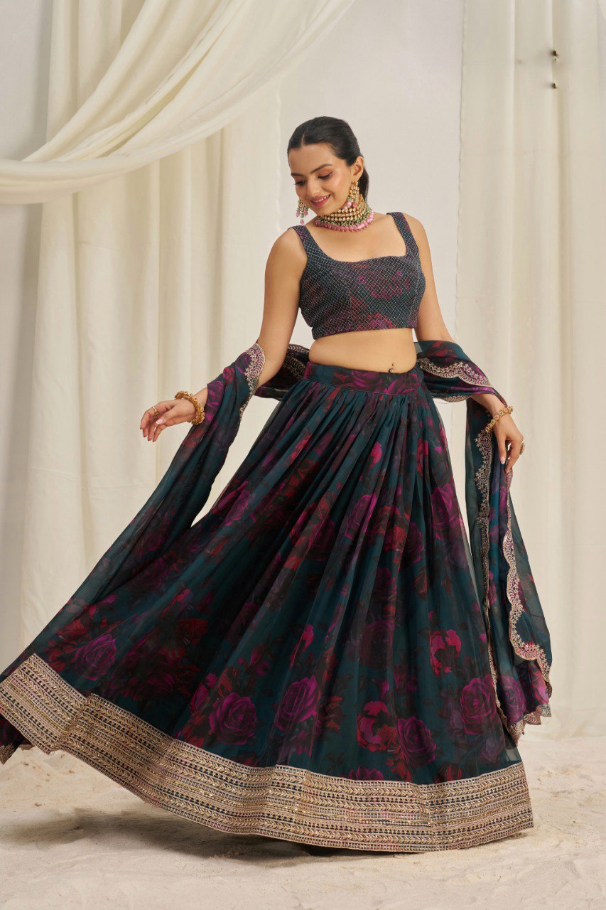 Pastel Perfection Organza Lehenga Choli | RoopRivaaj