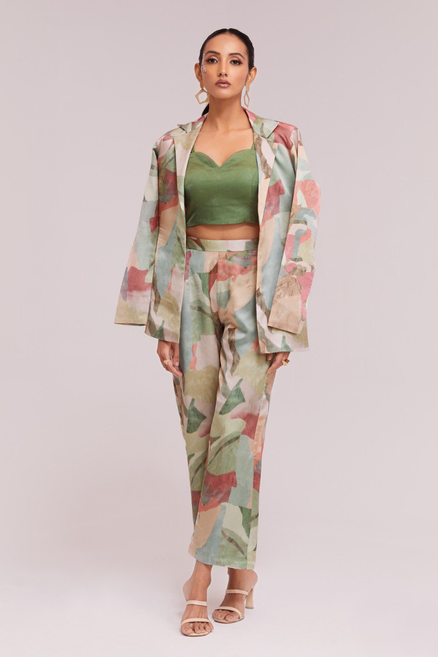 Bold Multi-Color Co-Ord Set in Modal Satin | RoopRivaaj