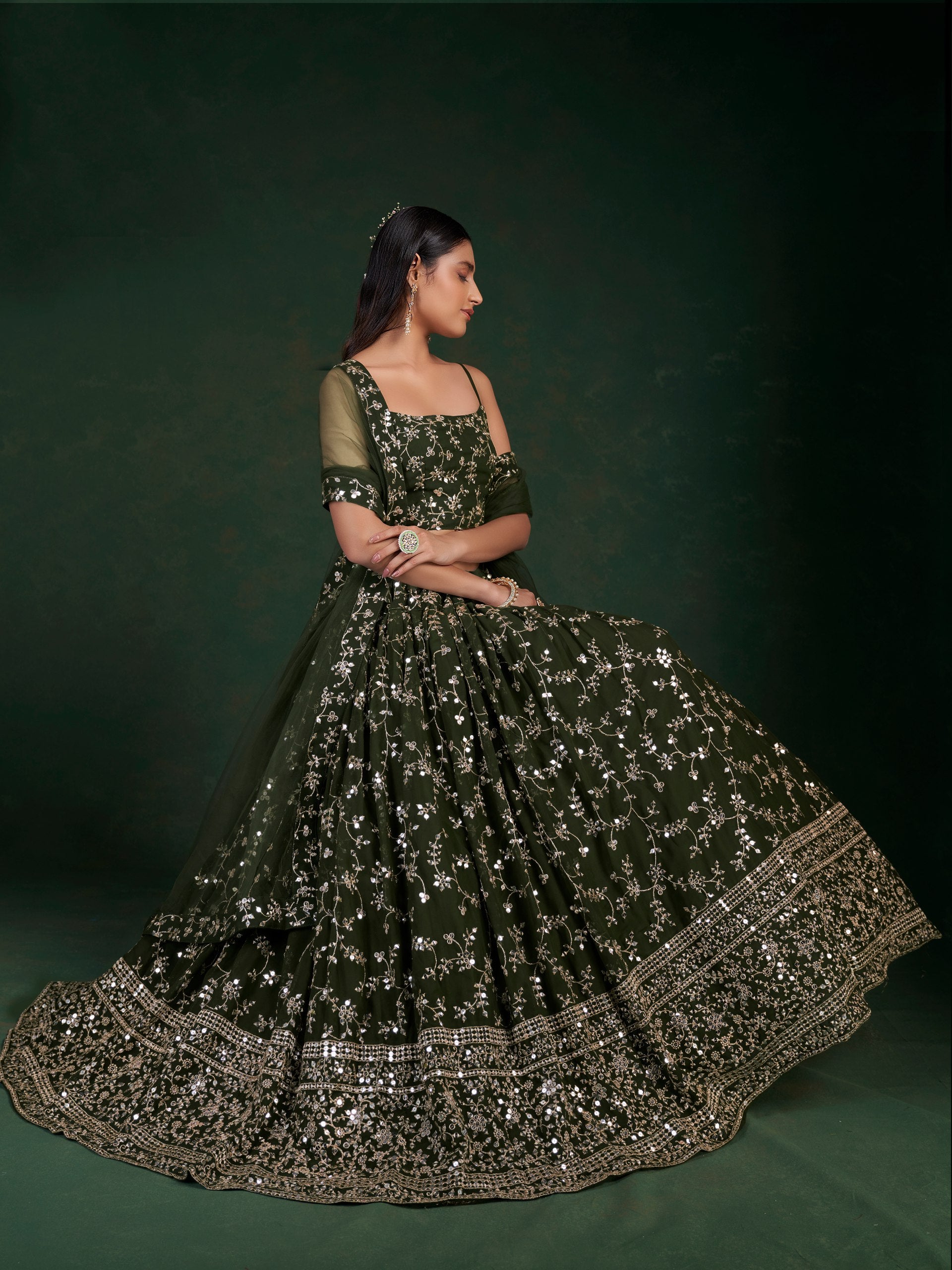 Georgette Lehenga Choli Set with 7-mm Sequins & Zari Embroidery | RoopRivaaj