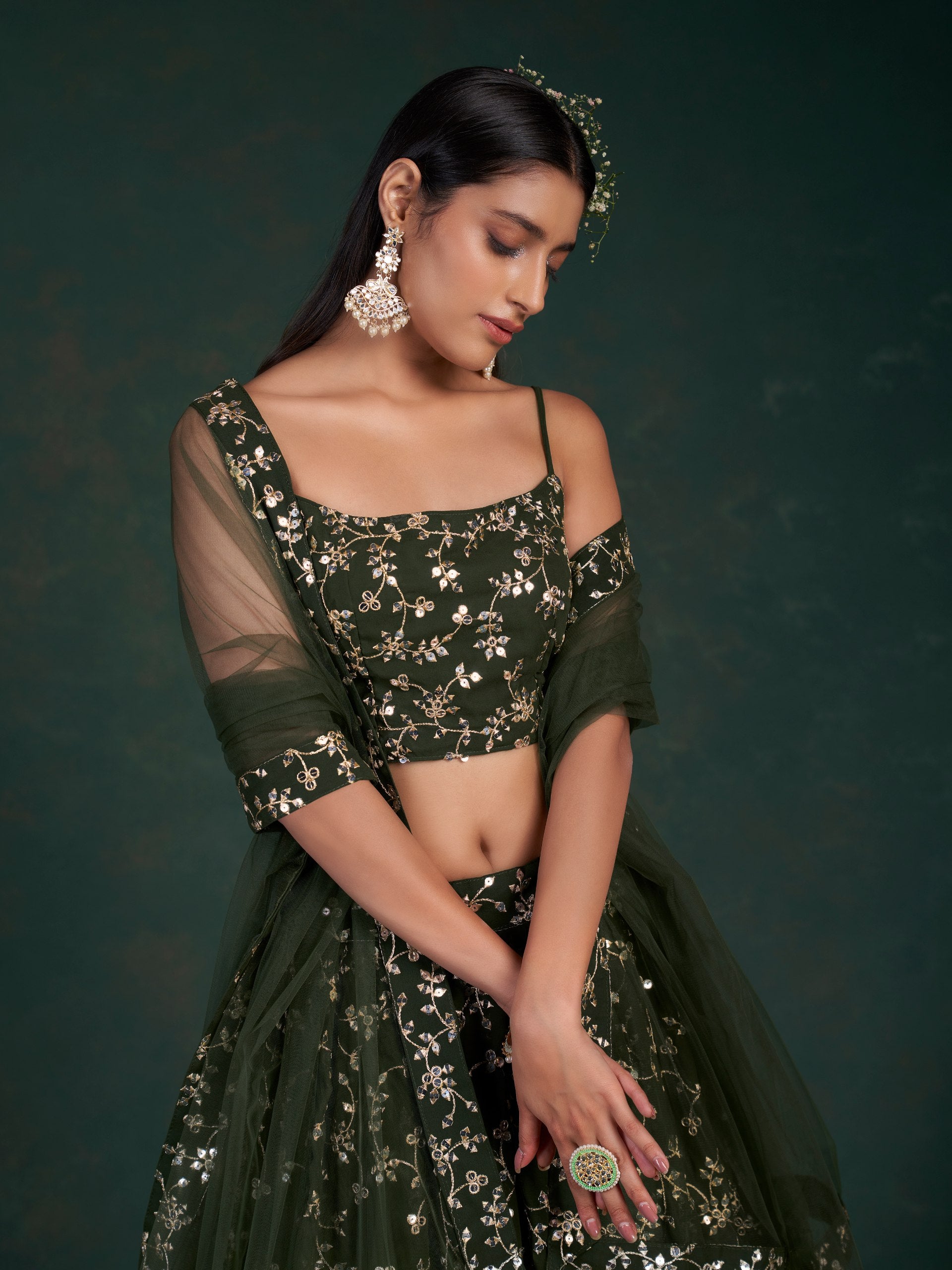 Georgette Lehenga Choli Set with 7-mm Sequins & Zari Embroidery | RoopRivaaj