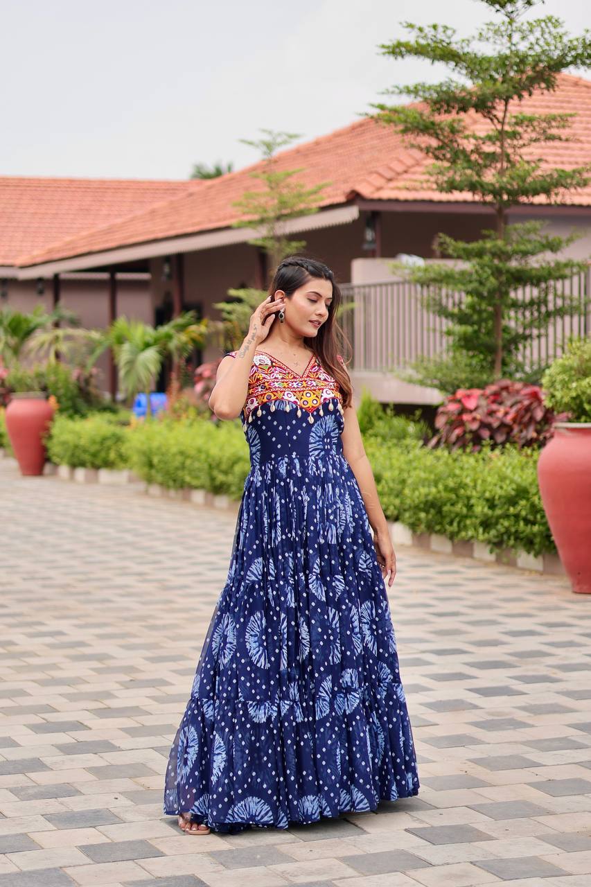 Navratri Special Original Gamthi Work Mirror Gown | RoopRivaaj
