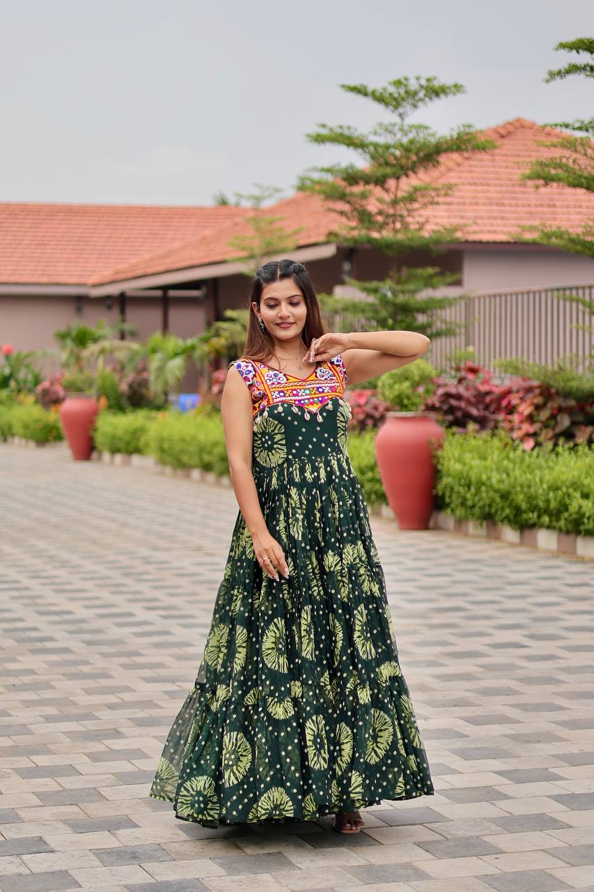 Navratri Special Original Gamthi Work Mirror Gown | RoopRivaaj
